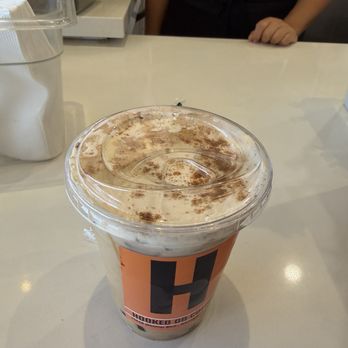 Hooked On Coffee - Spanish latte with pumpkin foam and boba - Coffee & Tea Near Me - Whittier, California Hooked On Coffee - Spanish latte with pumpkin foam and boba - Coffee & Tea Near Me - Whittier, California