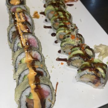 Sake Asian - Godzilla Roll (on the left) and Crazy Friday Roll (on the right)  (all you can eat) - Sushi Bars Near Me - Massapequa, New York