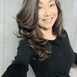 Glow Salon - Gray blending into natural hair by Tori