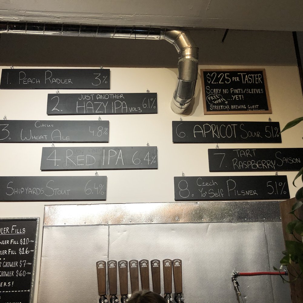 Streetcar Brewing - Menu board~ (December 2019) - Breweries Near Me - North Vancouver, British Columbia