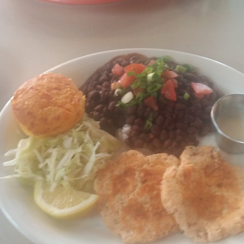 Wishbone - Salmon cakes lunch with coleslaw, cornbread, rice and beans - Breakfast & Brunch Near Me - Chicago, Illinois Wishbone - Salmon cakes lunch with coleslaw, cornbread, rice and beans - Breakfast & Brunch Near Me - Chicago, Illinois