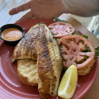 Conch Cafe - Served with a missing chunk out of my flounder - Seafood Near Me - Garden City, South Carolina Conch Cafe - Served with a missing chunk out of my flounder - Seafood Near Me - Garden City, South Carolina