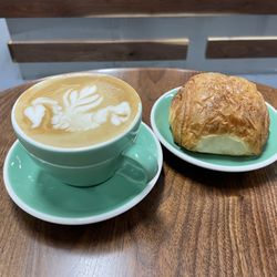 Greenstreet Coffee - Oat latte and chocolate croissant