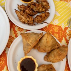 Monica - Samosas and onion pakora