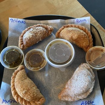 Lord Empanada - chicken alfredo, birria, apple pie and mushroom empanads (top L - clockwise) - Argentine Near Me - Monrovia, California Lord Empanada - chicken alfredo, birria, apple pie and mushroom empanads (top L - clockwise) - Argentine Near Me - Monrovia, California