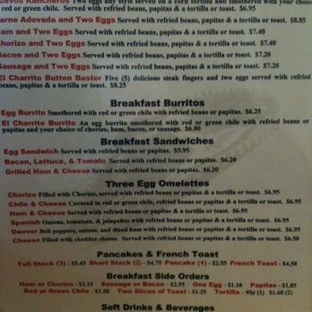 El Charritos - Breakfast menu - New Mexican Cuisine Near Me - Albuquerque, New Mexico