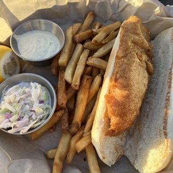 The Lake House at Sylvan Beach - beer-battered fish fry sandwich, served with french fries - Casinos Near Me - Sylvan Beach, New York The Lake House at Sylvan Beach - beer-battered fish fry sandwich, served with french fries - Casinos Near Me - Sylvan Beach, New York