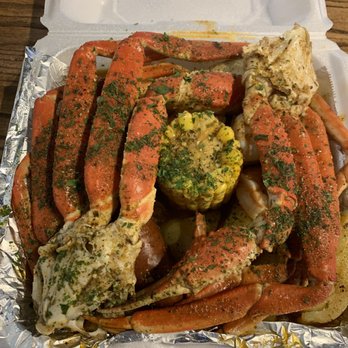 Krustaceans Seafood - Legs, shrimp, sausage, potatoes and corn with Cajun, garlic & Parmesan seasoning. Very well seasoned. - Seafood Near Me - Nashville, Tennessee Krustaceans Seafood - Legs, shrimp, sausage, potatoes and corn with Cajun, garlic & Parmesan seasoning. Very well seasoned. - Seafood Near Me - Nashville, Tennessee