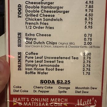 Matt's Bar - Mayo is .75? Lol - Burgers Near Me - Minneapolis, Minnesota
