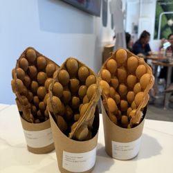 Gong Cha - Bubble waffles! Chocolate, matcha, and original