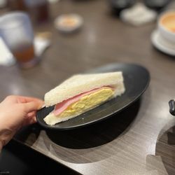 Half of the egg ham toast as i ate half of it before taking a photo