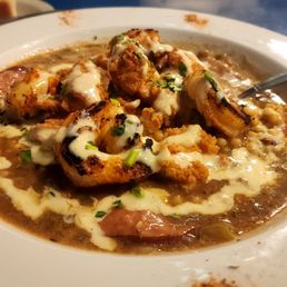 Wednesday Special - Georgia fried chicken (cubes), smoked sausage gumbo, couscous jambalaya, and green onion remoulade.