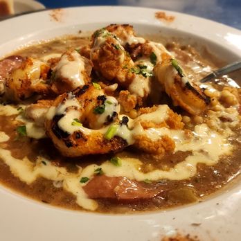 Chef Rick's - Wednesday Special - Georgia fried chicken (cubes), smoked sausage gumbo, couscous jambalaya, and green onion remoulade. - New American Near Me - Orcutt, California