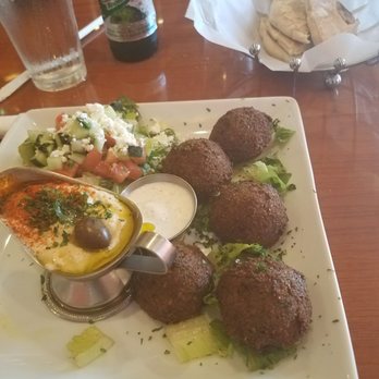 Zara's Mediterranean Kitchen - Falafel w/ traditional hummus and house salad - Halal Near Me - Spring, Texas Zara's Mediterranean Kitchen - Falafel w/ traditional hummus and house salad - Halal Near Me - Spring, Texas
