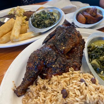 Virgin Island Thyme - Jerk Chicken, greens , rice n peas, Yucca fries, plantains & blackened fish - Caribbean Near Me - Orlando, Florida