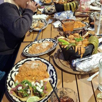 Kalaveras - Molcajete dinner place with rice, beans & tortillas. Pork chicharron tacos plate. - Latin American Near Me - San Pedro, California