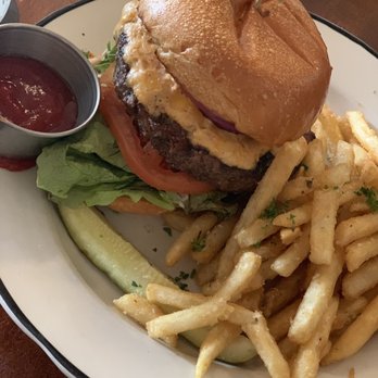 Moonshine Grill - Pimento cheeseburger and rosemary fries - Southern Near Me - Austin, Texas