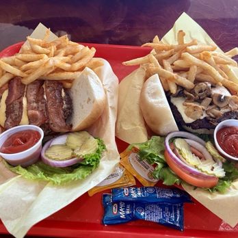 Wild West Burgers - Mushroom Swiss meal and Bacon Cheeseburger meal - Burgers Near Me - San Antonio, Texas