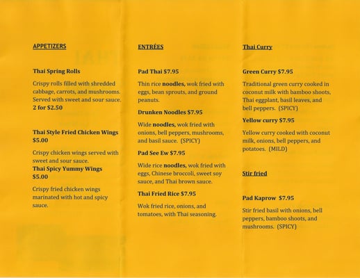 Menu photo 4 Thai Thani Austin, TX