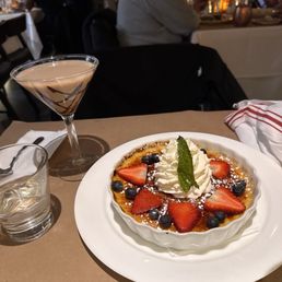 Carmel Chocolate Martini and the Creme Brulé for two.