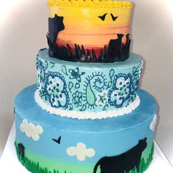 Cows at sunset, a turquoise bandanna and daytime cows.