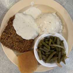 Pam’s Place - Chicken fried steak, green beans, mashed potatoes with white gravy