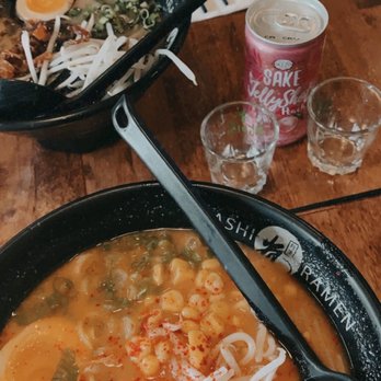 Arashi Ramen - R4. Spicy Miso Tonkotsu (Thick Noodle) R6. Black Garlic Ramen (Thin Noodle) Ikezo Jelly Sake - Peach - Ramen Near Me - Seattle, Washington Arashi Ramen - R4. Spicy Miso Tonkotsu (Thick Noodle) R6. Black Garlic Ramen (Thin Noodle) Ikezo Jelly Sake - Peach - Ramen Near Me - Seattle, Washington