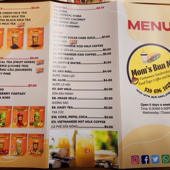 Mom's Pho & Banh Mi - Menue - Vietnamese Near Me - Oakland, California