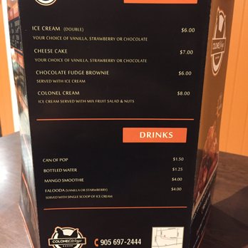 Colonel Wings - the menu for dessert - Chicken Wings Near Me - Bowmanville, Ontario