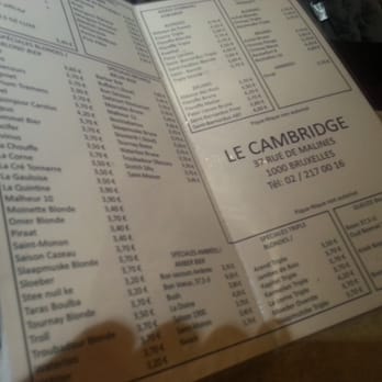 Cambridge - la carte... - Cafes Near Me - Brussels, BRU Cambridge - la carte... - Cafes Near Me - Brussels, BRU