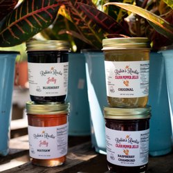 We sell a section of local products such as Robin's Rocking Jelly.