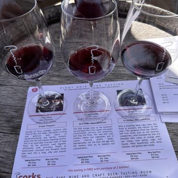 Corks n' Crowns - Pinot noir flight - Wine Bars Near Me - Santa Barbara, California Corks n' Crowns - Pinot noir flight - Wine Bars Near Me - Santa Barbara, California