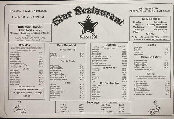 Menu photo 4 Star Restaurant Hanford, CA