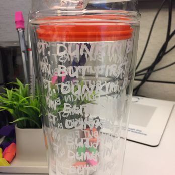 Dunkin' -  a clear cup with a red lid - Coffee & Tea Near Me - Saint John, Indiana