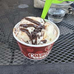 Birthday cake remix. Birthday cake ice cream with brownie chunks and fudge sauce.