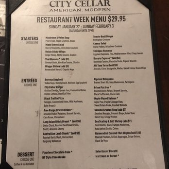 City Cellar - Price fixe menu for restaurant week - Wine Bars Near Me - Westbury, New York