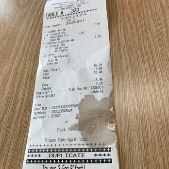 Krystal - Grease on the receipt - Fast Food Near Me - Birmingham, Alabama