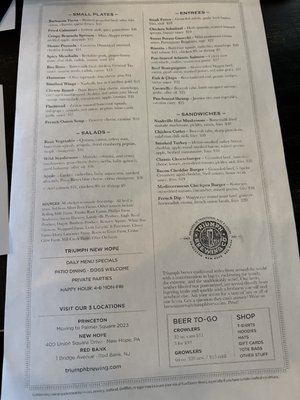 Menu photo 7 Triumph Brewing Company New Hope, PA Menu photo 7 Triumph Brewing Company New Hope, PA