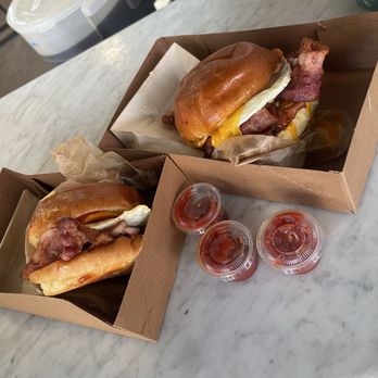 Eggslut - Bacon, Egg & Cheese sandwich - Breakfast & Brunch Near Me - Los Angeles, California