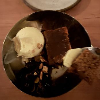 The Progress - Dessert: persimmon carrot cake with rosemary, ice cream, and toffee drizzle with boozy prunes. - New American Near Me - San Francisco, California