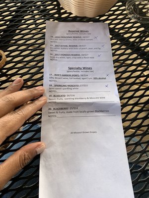 Menu photo 5 Lindwedel Winery Branson, MO
