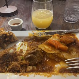 Lamb and Jollof rice. It was delicious but I forgot to take a picture before I started.