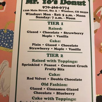 Mr Yo's Donuts - Menu - 1 of 2 - Donuts Near Me - Fort Collins, Colorado Mr Yo's Donuts - Menu - 1 of 2 - Donuts Near Me - Fort Collins, Colorado