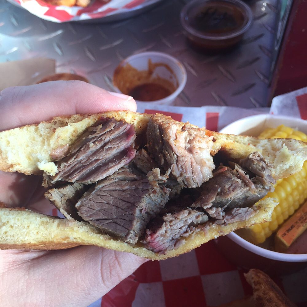 Barefoot BBQ - Big chunks of beef on the brisket sandwich - Barbeque Near Me - Seaside, Florida Barefoot BBQ - Big chunks of beef on the brisket sandwich - Barbeque Near Me - Seaside, Florida