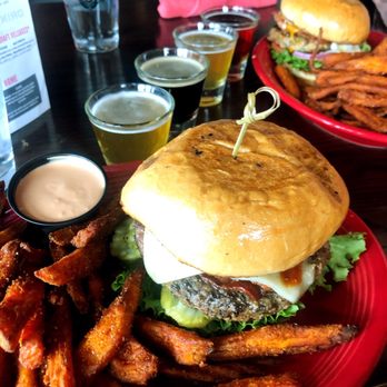 Strap Tank Brewery - Southwest Burger & Lamb Burger, both w/ Sweet potato fries! - New American Near Me - Lehi, Utah Strap Tank Brewery - Southwest Burger & Lamb Burger, both w/ Sweet potato fries! - New American Near Me - Lehi, Utah