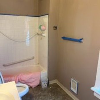 Rc Contractors - The bathroom under repairs after the leak from upstairs. - Electricians Near Me Rc Contractors - The bathroom under repairs after the leak from upstairs. - Electricians Near Me
