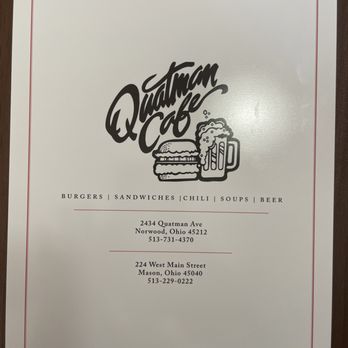 Quatman Cafe - New menu - Burgers Near Me - Mason, Ohio