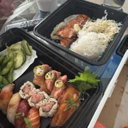 The sushi set and salmon plate. Missing our other orders.