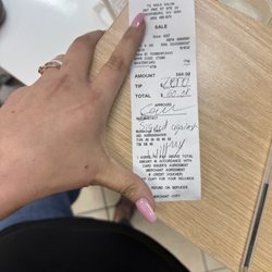 TQ Nails - Reciept where I was forced to pay.