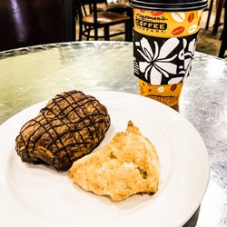Zingerman's Coffee Co - Coffee and pastries (Lemon scone and pan au chocolate)